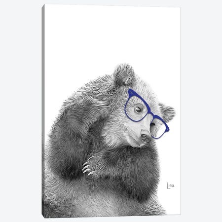 Tender Bear With Blue Glasses Canvas Print #LIP438} by Printable Lisa's Pets Canvas Art Print