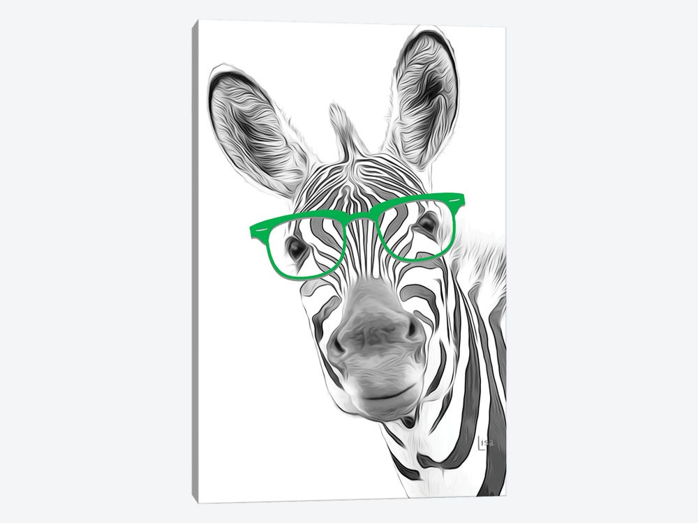 Zebra With Green Glasses by Printable Lisa's Pets 1-piece Canvas Print