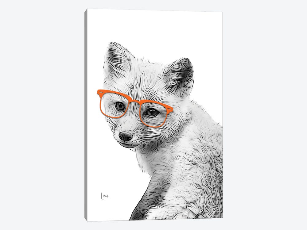 Fox Puppy With Orange Glasses by Printable Lisa's Pets 1-piece Canvas Art