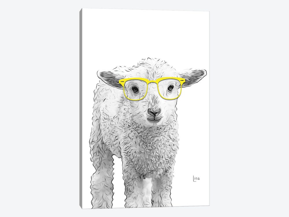 Lamb With Yellow Glasses by Printable Lisa's Pets 1-piece Canvas Print