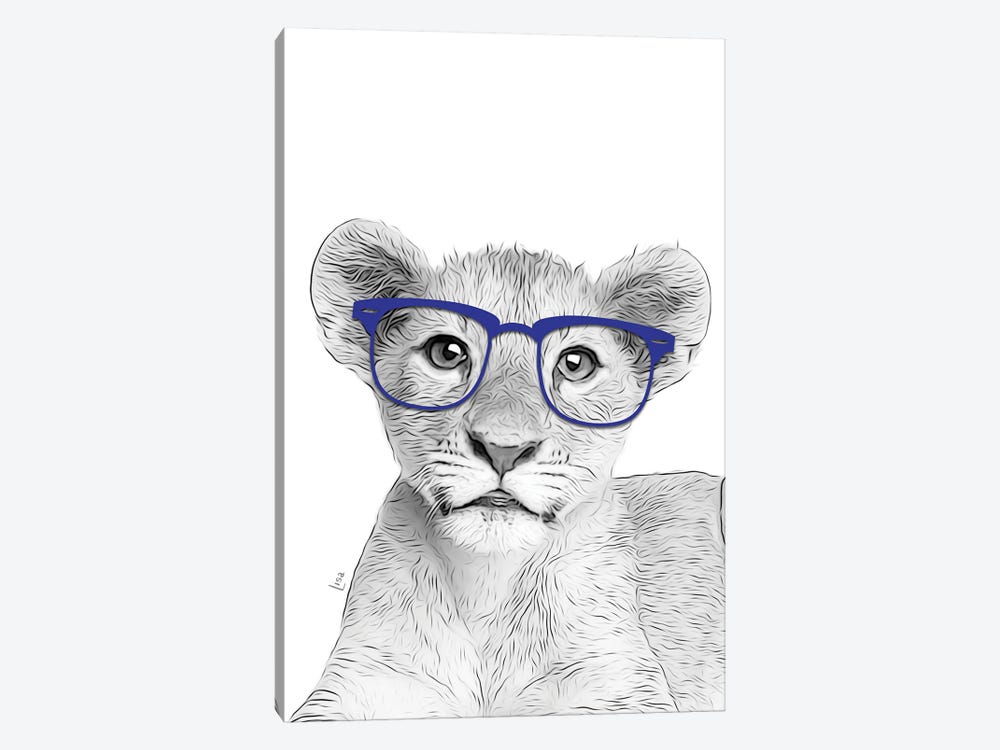 Lion Puppy With Blue Glasses by Printable Lisa's Pets 1-piece Canvas Art