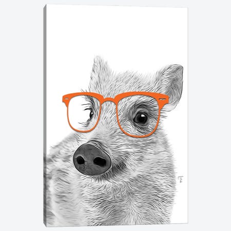 Wild Boar With Orange Glasses Canvas Print #LIP443} by Printable Lisa's Pets Canvas Artwork