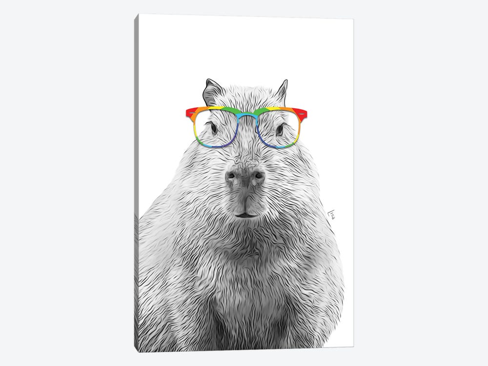 Capybara With Rainbow Glasses by Printable Lisa's Pets 1-piece Canvas Wall Art