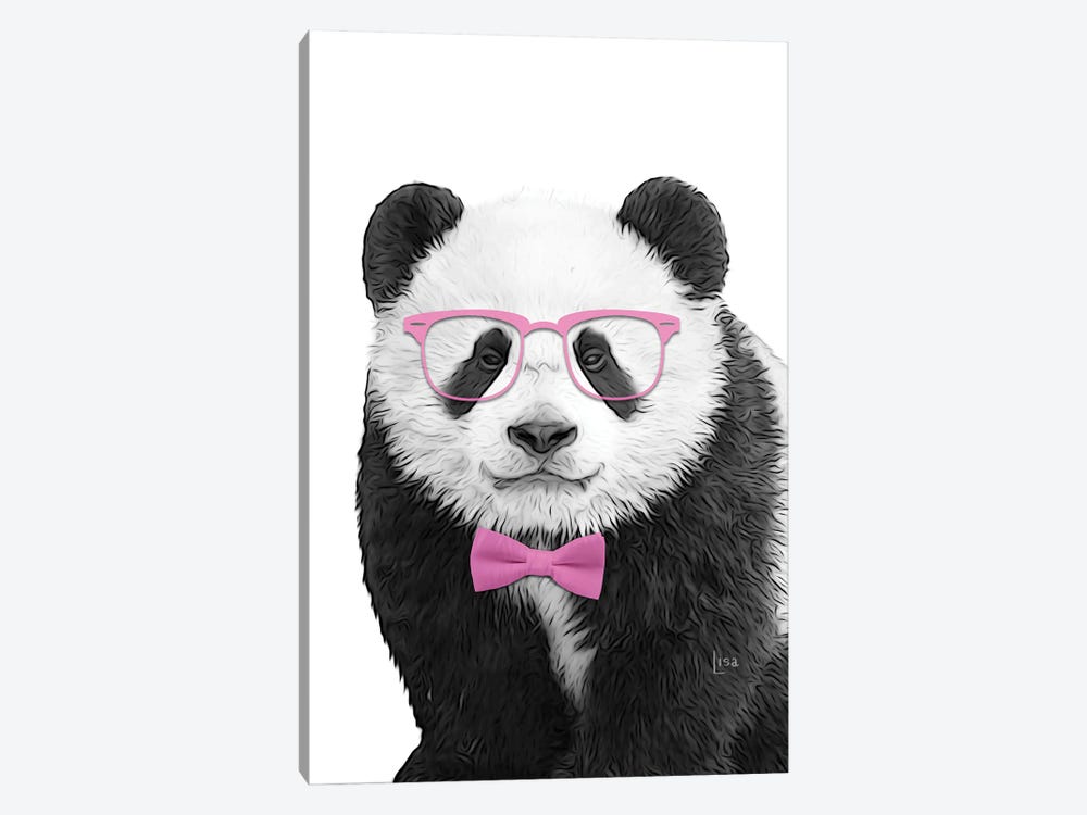 Panda With Glasses And Pink Bow Tie by Printable Lisa's Pets 1-piece Canvas Wall Art