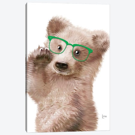 Bear With Green Glasses Canvas Print #LIP44} by Printable Lisa's Pets Canvas Print