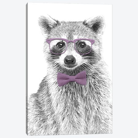 Raccoon With Glasses And Purple Bow Tie Canvas Print #LIP452} by Printable Lisa's Pets Art Print