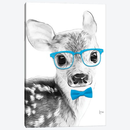 Fawn With Glasses And Blue Bow Tie Canvas Print #LIP455} by Printable Lisa's Pets Canvas Art