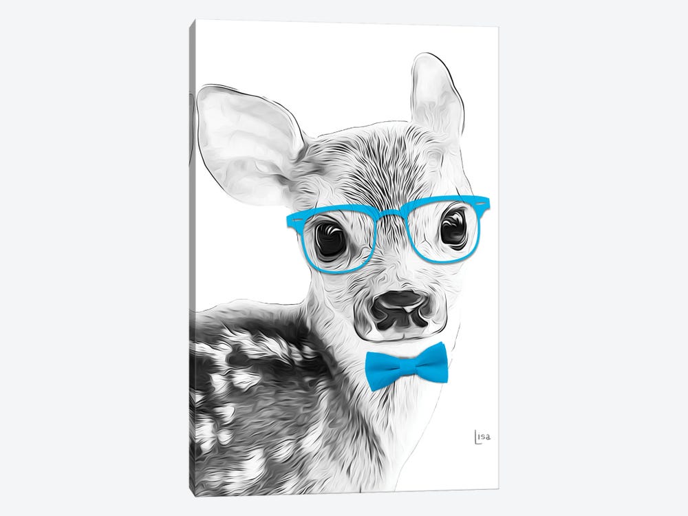Fawn With Glasses And Blue Bow Tie by Printable Lisa's Pets 1-piece Canvas Artwork