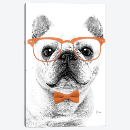French Bulldog With Orange Glasses And Bow Tie Canvas Print #LIP459} by Printable Lisa's Pets Art Print