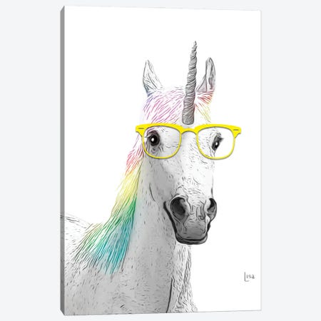 Unicorn With Yellow Glasses Canvas Print #LIP45} by Printable Lisa's Pets Canvas Print
