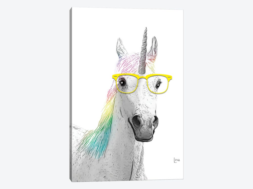 Unicorn With Yellow Glasses by Printable Lisa's Pets 1-piece Canvas Art Print
