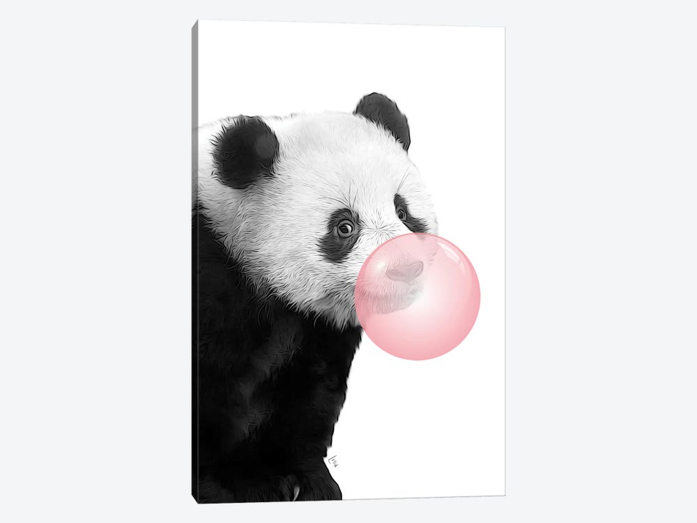 Panda With Pink Bubble by Printable Lisa's Pets 1-piece Canvas Art Print
