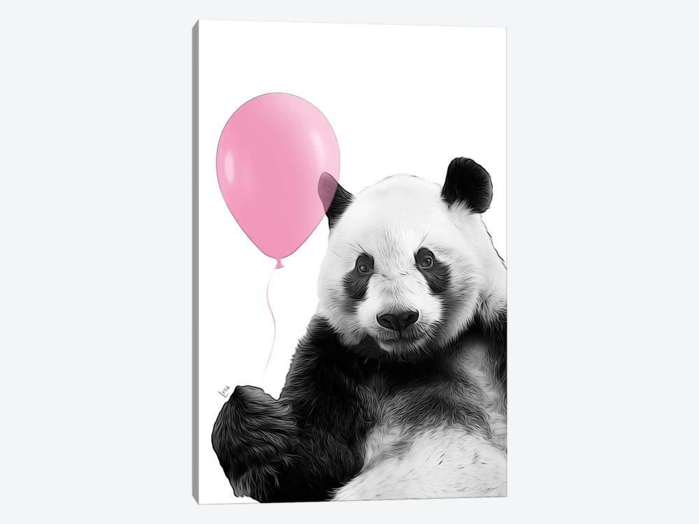 Panda With Pink Balloon by Printable Lisa's Pets 1-piece Canvas Wall Art