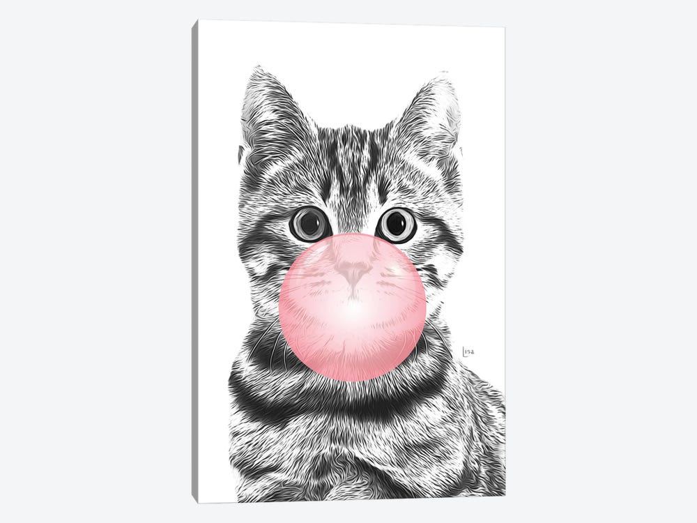 Cat With Pink Bubble by Printable Lisa's Pets 1-piece Art Print