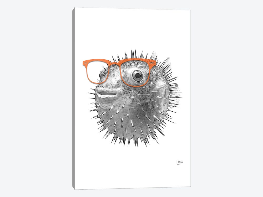 Puffer Fish With Orange Glasses by Printable Lisa's Pets 1-piece Canvas Wall Art