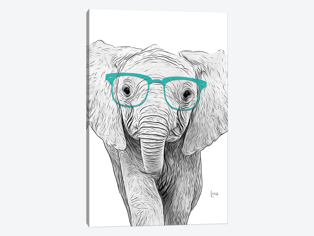 Elephant With Blue Glasses by Printable Lisa's Pets 1-piece Canvas Print