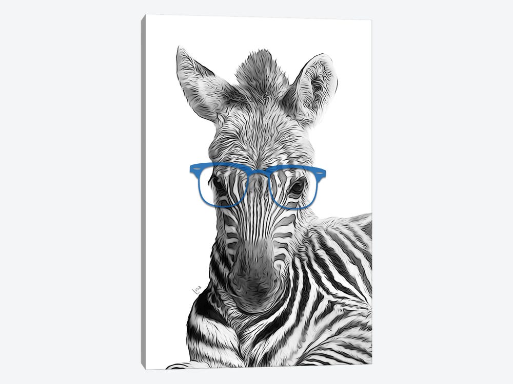 Baby Zebra With Blue Glasses by Printable Lisa's Pets 1-piece Canvas Artwork