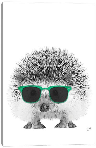 Hedgehog With Teal Sunglasses Canvas Art Print - Printable Lisa's Pets
