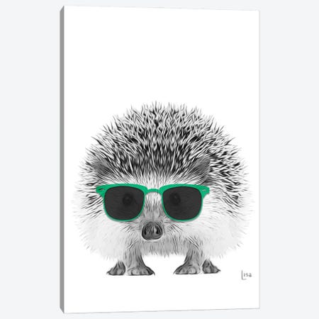 Hedgehog With Teal Sunglasses Canvas Print #LIP474} by Printable Lisa's Pets Canvas Artwork