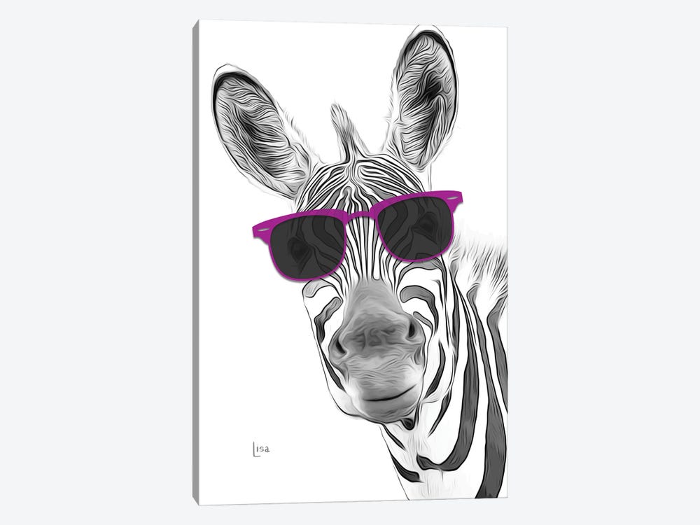 Zebra With Purple Sunglasses by Printable Lisa's Pets 1-piece Canvas Artwork