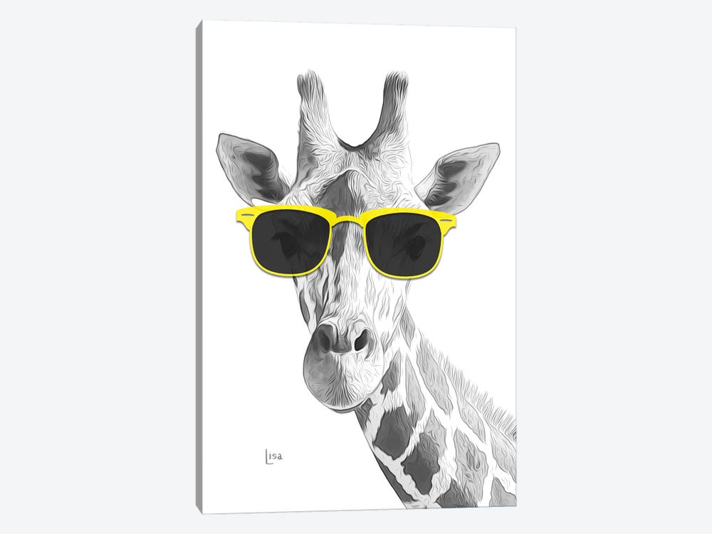Giraffe With Yellow Sunglasses by Printable Lisa's Pets 1-piece Art Print