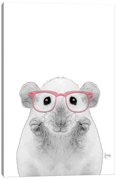 Mouse With Pink Glasses Canvas Art Print - Mouse Art