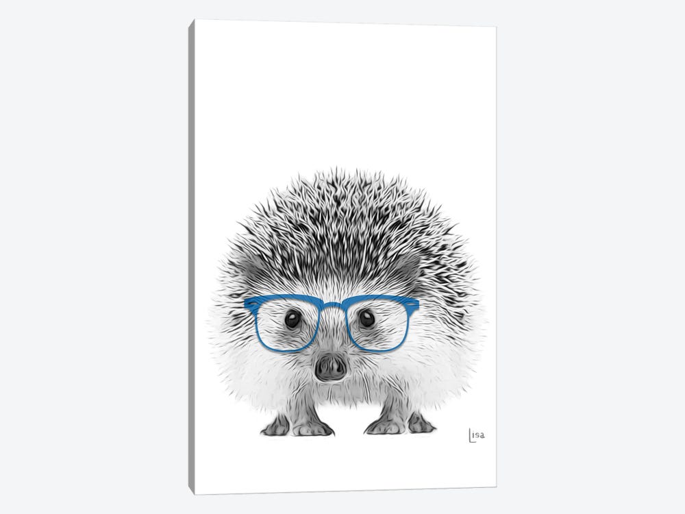 Hedgehog With Blue Glasses by Printable Lisa's Pets 1-piece Canvas Wall Art