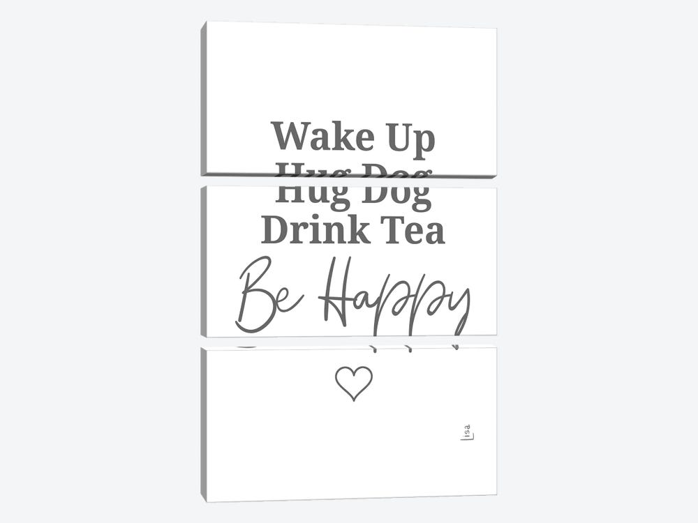 Drink Tea Be Happy by Printable Lisa's Pets 3-piece Canvas Art Print