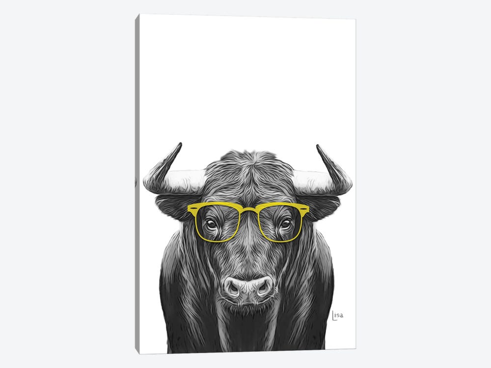 Bull With Yellow Glasses by Printable Lisa's Pets 1-piece Canvas Art Print