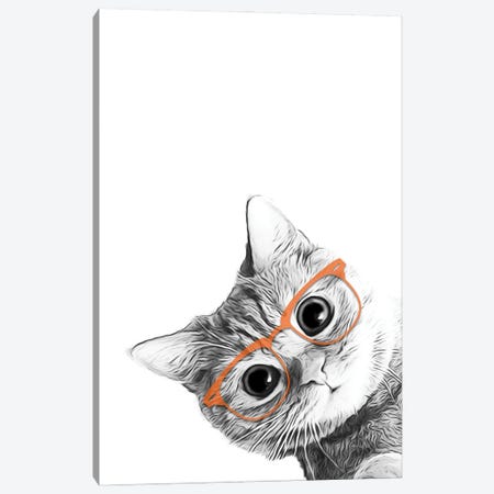 Cat With Orange Glasses Canvas Print #LIP4} by Printable Lisa's Pets Canvas Art