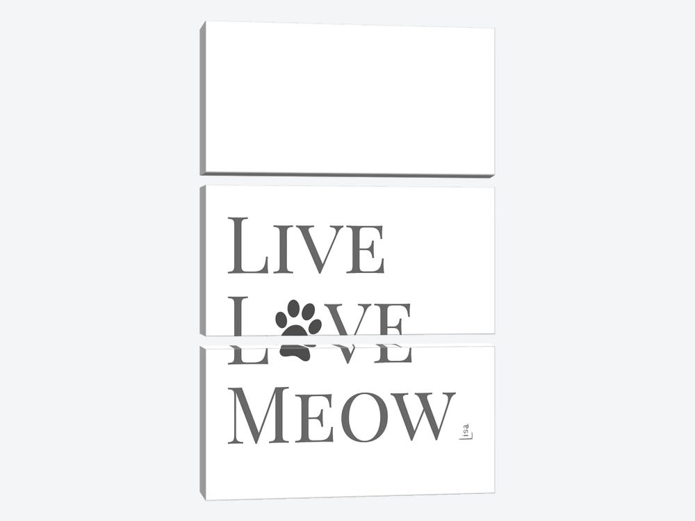 Live Love Meow by Printable Lisa's Pets 3-piece Canvas Wall Art