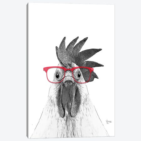 Hen With Red Glasses Canvas Print #LIP51} by Printable Lisa's Pets Canvas Art Print