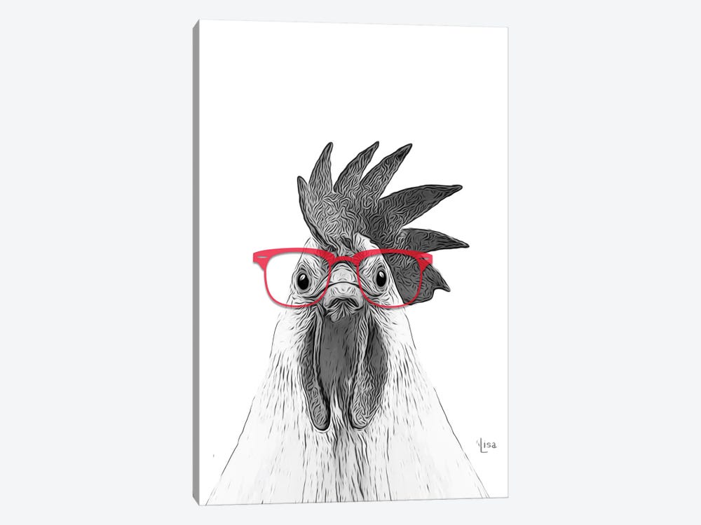 Hen With Red Glasses by Printable Lisa's Pets 1-piece Canvas Art