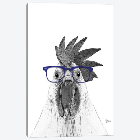 Hen With Blue Glasses Canvas Print #LIP52} by Printable Lisa's Pets Art Print