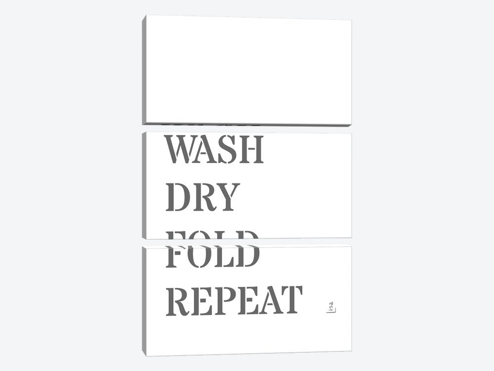Wash Dry Fold Repeat by Printable Lisa's Pets 3-piece Canvas Artwork