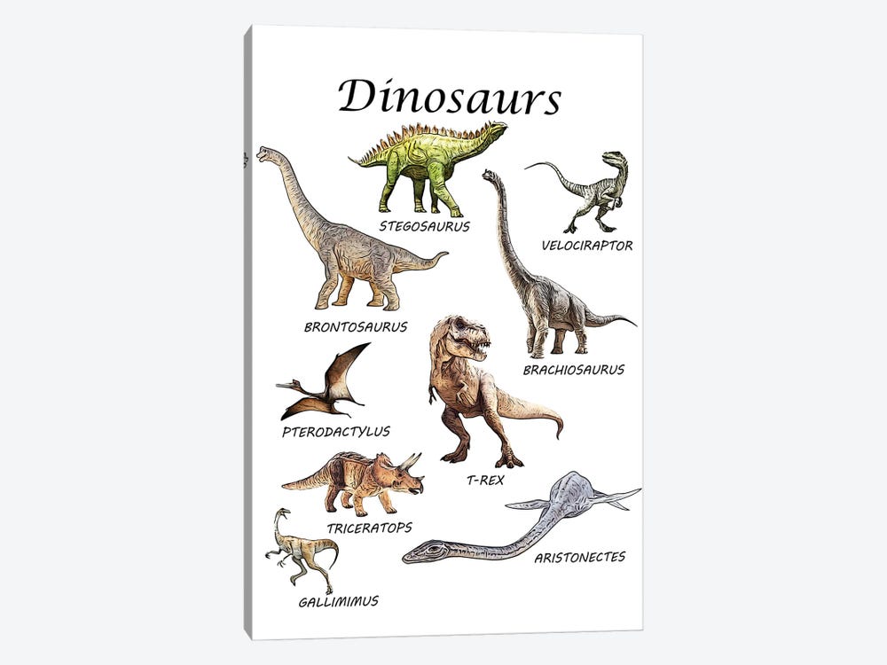 Dinosaurs, Classroom by Printable Lisa's Pets 1-piece Canvas Print