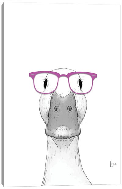 Duck With Glasses Canvas Art Print - Duck Art