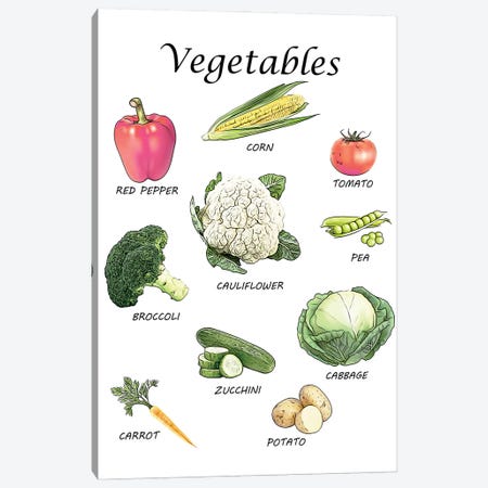 Vegetables, Classroom Canvas Print #LIP541} by Printable Lisa's Pets Canvas Print