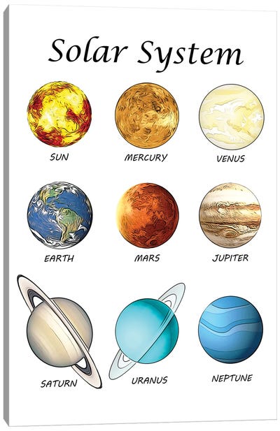 Solar System, Classroom Canvas Art Print - Solar System Art