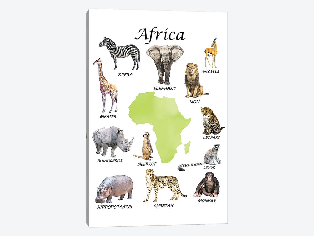 Africa Animals, Classroom by Printable Lisa's Pets 1-piece Canvas Art