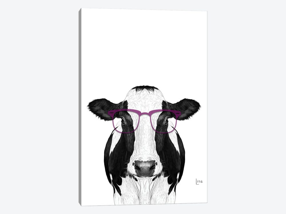 Cow With Violet Glasses by Printable Lisa's Pets 1-piece Canvas Print