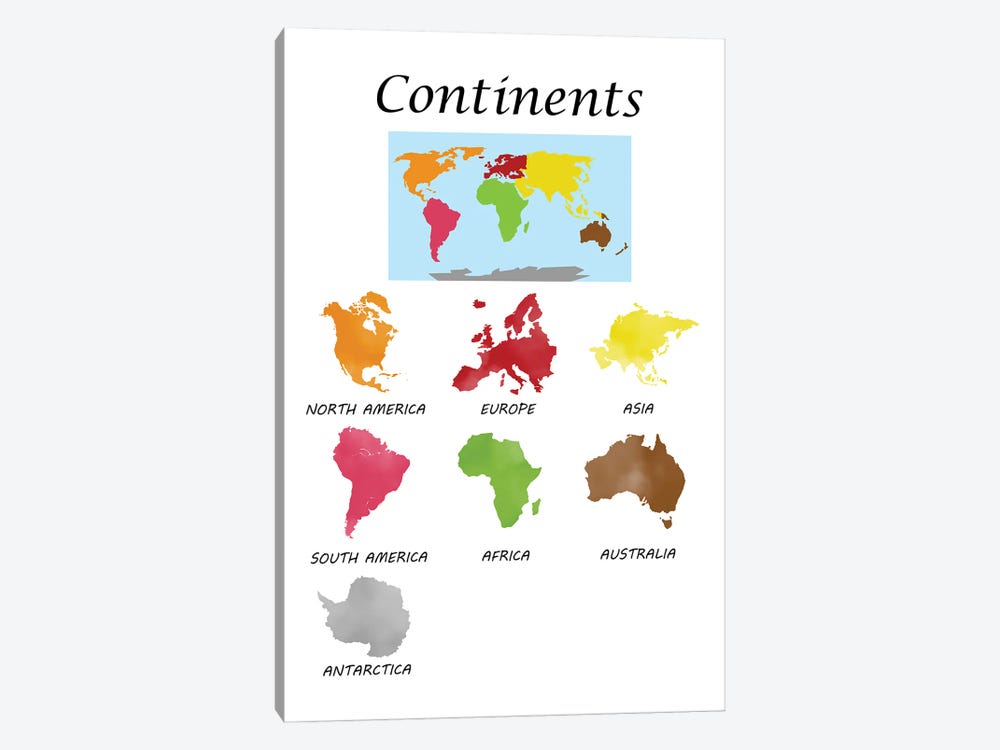 Continents, Classroom by Printable Lisa's Pets 1-piece Art Print