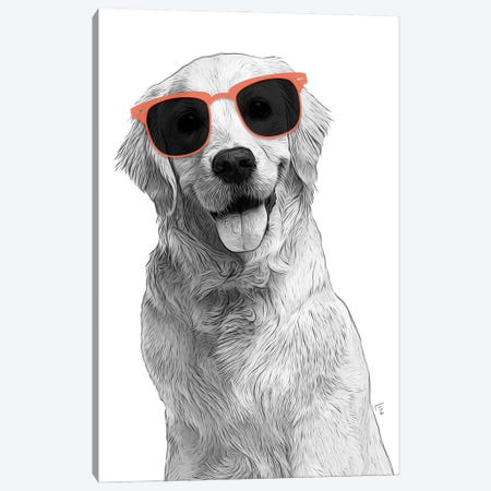 Golden Retriever With Sunglasses Canvas Print #LIP556} by Printable Lisa's Pets Art Print