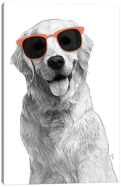 Golden Retriever With Sunglasses Canvas Art Print - Printable Lisa's Pets