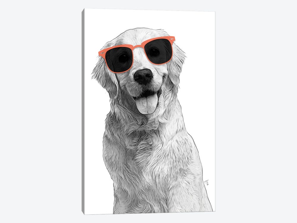 Golden Retriever With Sunglasses by Printable Lisa's Pets 1-piece Canvas Wall Art