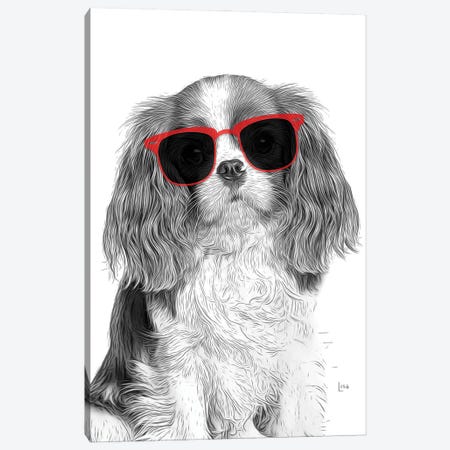 Cavalier King With Red Sunglasses Canvas Print #LIP557} by Printable Lisa's Pets Canvas Print