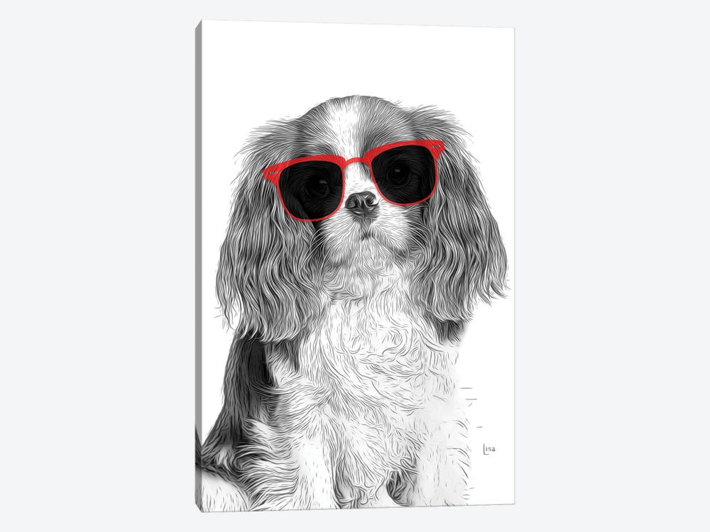 Cavalier King With Red Sunglasses by Printable Lisa's Pets 1-piece Art Print