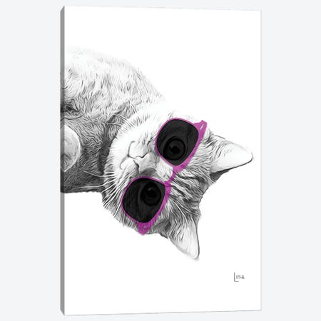 Cat With Purple Sunglasses Canvas Print #LIP559} by Printable Lisa's Pets Canvas Wall Art