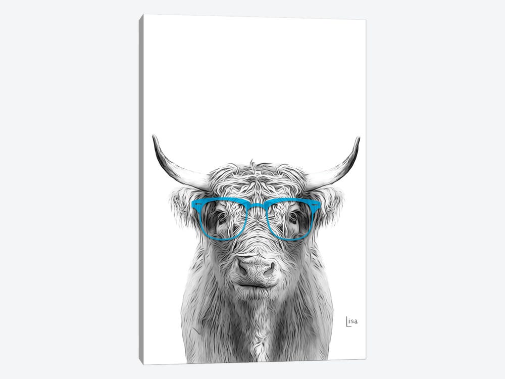 Cow With Light Blue Glasses by Printable Lisa's Pets 1-piece Canvas Artwork