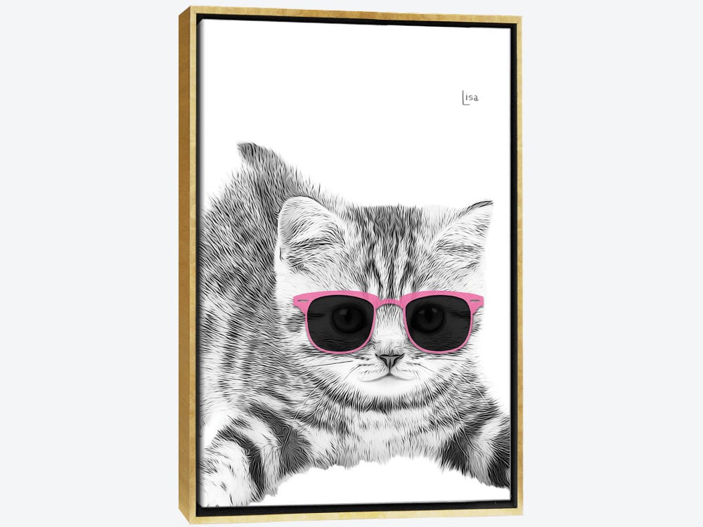 Printable Lisa's Pets Large Canvas Art Prints - Cat with Pink Toilet Paper on His Head ( Animals > Cats > Black Cats art) - 60x40 in
